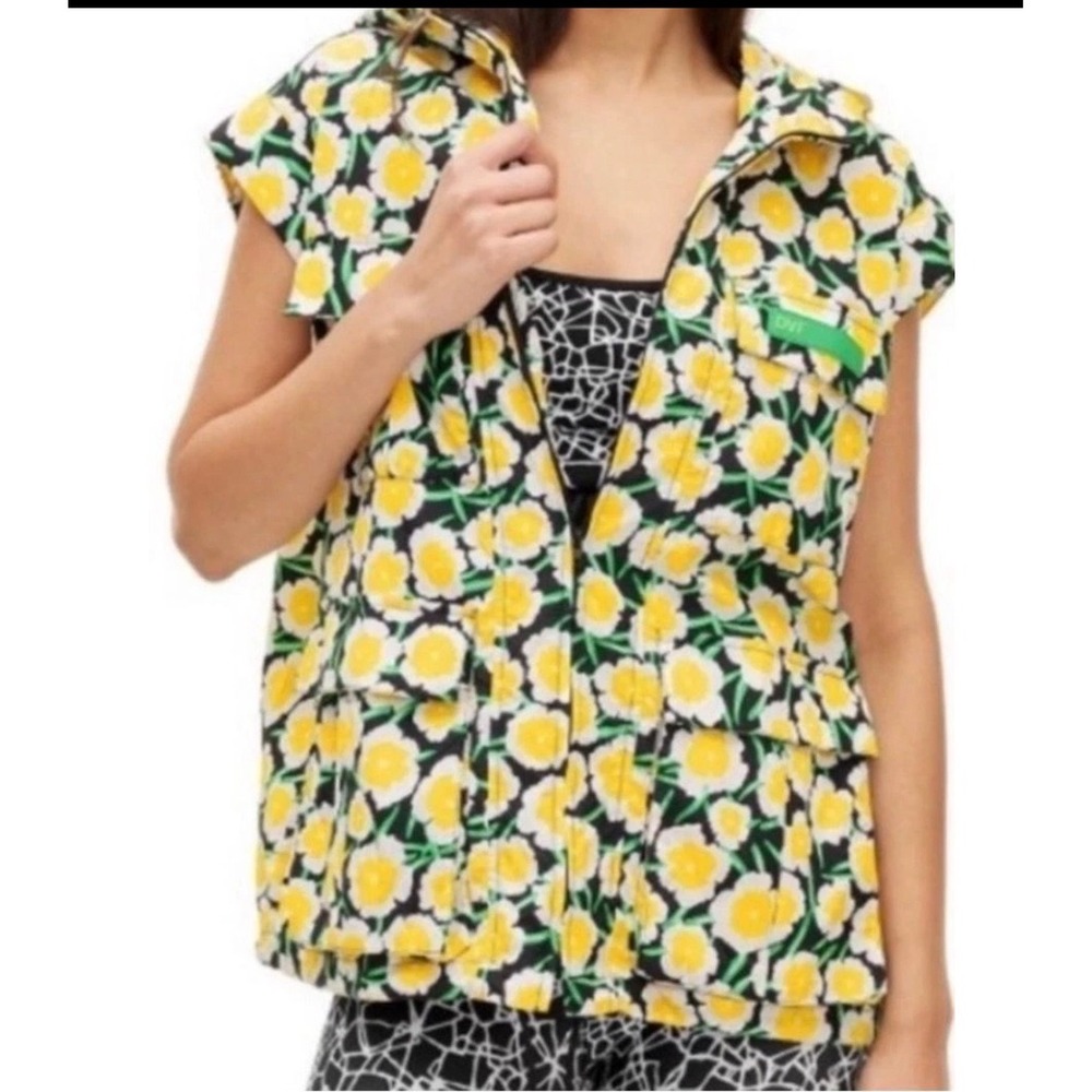 Diane von Furstenberg for Target Floral Packable Hooded Utility Vest Yellow L